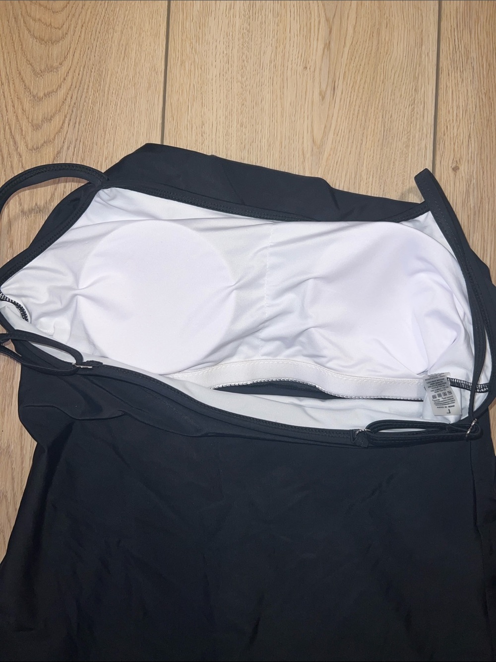 Black Ruffle Swim Cami with Adjustable Straps - Picture 7 of 8
